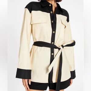 Tanya Taylor Black and Cream Button Down Shirt